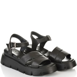 ДАМСКИ САНДАЛИ НА ПЛАТФОРМА ОТ ЕСТЕСТВЕНА КОЖА-7001-21027-ЧЕРНИ