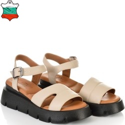 ДАМСКИ САНДАЛИ НА ПЛАТФОРМА ОТ ЕСТЕСТВЕНА КОЖА-7001-21027-БЕЖОВИ