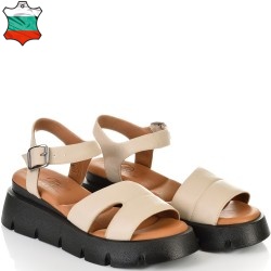 ДАМСКИ САНДАЛИ НА ПЛАТФОРМА ОТ ЕСТЕСТВЕНА КОЖА-7001-21027-БЕЖОВИ