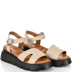 ДАМСКИ САНДАЛИ НА ПЛАТФОРМА ОТ ЕСТЕСТВЕНА КОЖА-7001-21027-БЕЖОВИ