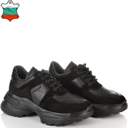 ДАМСКИ КЕЦОВЕ ОТ ЕСТЕСТВЕНА КОЖА С ВЕЛУР-D5063-ЧЕРНИ