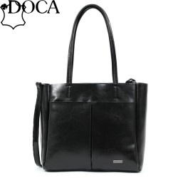 ДАМСКА ЧАНТА ОТ ЕСТЕСТВЕНА КОЖА-DOCA-22281-ЧЕРНА