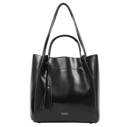 ДАМСКА ЧАНТА ОТ ЕСТЕСТВЕНА КОЖА-DOCA-22296-ЧЕРНА