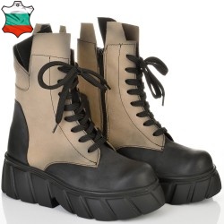 ДАМСКИ БОТИ ОТ ЕСТЕСТВЕН НАБУК-ASTRA 50-305-БЕЖОВО/ЧЕРНО