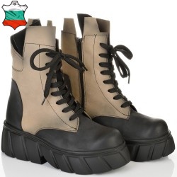 ДАМСКИ БОТИ ОТ ЕСТЕСТВЕН НАБУК-ASTRA 50-305-БЕЖОВО/ЧЕРНО