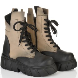 ДАМСКИ БОТИ ОТ ЕСТЕСТВЕН НАБУК-ASTRA 50-305-БЕЖОВО/ЧЕРНО