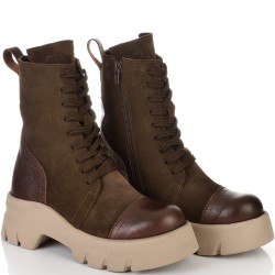 ДАМСКИ БОТИ ОТ ЕСТЕСТВЕН ВЕЛУР/КОЖА-ASTRA 48-306-КАФЯВИ