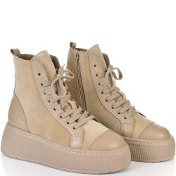 ДАМСКИ КЕЦОВЕ ОТ ЕСТЕСТВЕН ВЕЛУР С КОЖА-C272-340-БЕЖОВИ