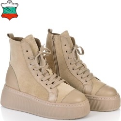 ДАМСКИ КЕЦОВЕ ОТ ЕСТЕСТВЕН ВЕЛУР С КОЖА-C272-340-БЕЖОВИ