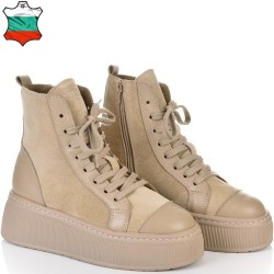 ДАМСКИ КЕЦОВЕ ОТ ЕСТЕСТВЕН ВЕЛУР С КОЖА-C272-340-БЕЖОВИ