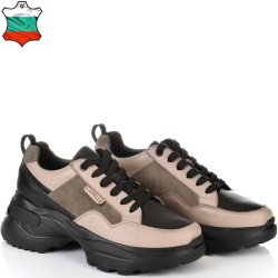 ДАМСКИ КЕЦОВЕ ОТ ЕСТЕСТВЕНА КОЖА-D4071-ЧЕРНО/ТАУПЕ