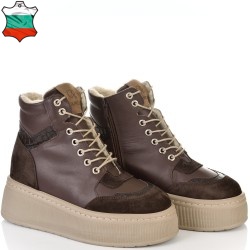 ДАМСКИ КЕЦОВЕ ОТ ЕСТЕСТВЕНА КОЖА И ТОПЛА ВАТА-C272-340-КАФЯВИ