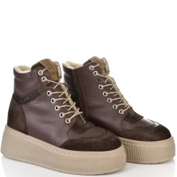 ДАМСКИ КЕЦОВЕ ОТ ЕСТЕСТВЕНА КОЖА И ТОПЛА ВАТА-C272-340-КАФЯВИ