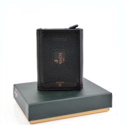 ВИЗИТНИК GRANDE ОТ ЕСТЕСТВЕНА КОЖА-752-ЧЕРЕН