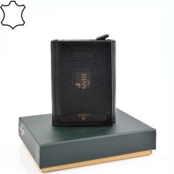 ВИЗИТНИК GRANDE ОТ ЕСТЕСТВЕНА КОЖА-752-ЧЕРЕН