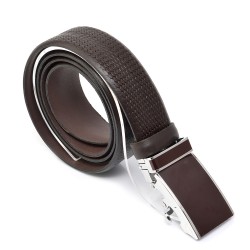 КОЛАН ОТ ЕСТЕСТВЕНА БИВОЛСКА КОЖА-АВТОМАТИЧЕН С ПЛОЧКА-7478-КАФЯВ