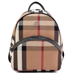 БЪЛГАРСКА ДАМСКА РАНИЦА-S1316-КАРЕ-ЧЕРНО/БЕЖОВО