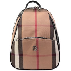 БЪЛГАРСКА ДАМСКА РАНИЦА-S1323-КАРЕ-ЧЕРНО/БЕЖОВО