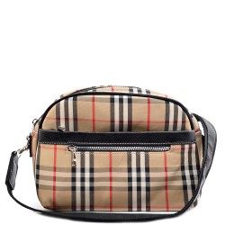 ДАМСКА ЧАНТА ПРЕЗ РАМО-S1345-КАРЕ-ЧЕРНО/БЕЖОВО