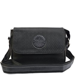 ДАМСКА ЧАНТА ПРЕЗ РАМО-S1342-ЕФЕКТНА КОЖА-ЧЕРНА