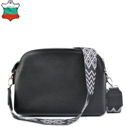 ДАМСКА ЧАНТА ПРЕЗ РАМО ОТ ЕСТЕСТВЕНА КОЖА-S1346-ЧЕРНА