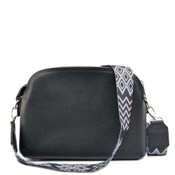 ДАМСКА ЧАНТА ПРЕЗ РАМО ОТ ЕСТЕСТВЕНА КОЖА-S1346-ЧЕРНА