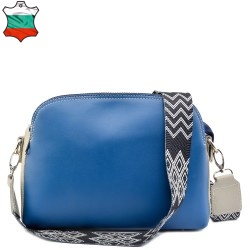 ДАМСКА ЧАНТА ПРЕЗ РАМО ОТ ЕСТЕСТВЕНА КОЖА-S1346-СИНЯ