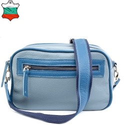 ДАМСКА ЧАНТА ПРЕЗ РАМО ОТ ЕСТЕСТВЕНА КОЖА-1364-СВ.СИНЯ