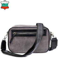 ДАМСКА ЧАНТА ПРЕЗ РАМО ОТ ЕСТЕСТВЕНА КОЖА-1364-СИВА