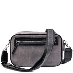 ДАМСКА ЧАНТА ПРЕЗ РАМО ОТ ЕСТЕСТВЕНА КОЖА-1364-СИВА