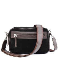 ДАМСКА ЧАНТА ПРЕЗ РАМО ОТ ЕСТЕСТВЕН ВЕЛУР-1364-ЧЕРНА