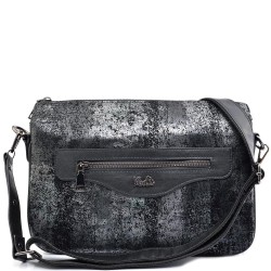 ДАМСКА ЧАНТА ПРЕЗ РАМО-3851-ЧЕРНО/СИВО