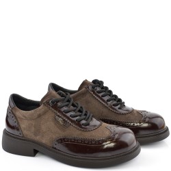 ДАМСКИ ОБУВКИ ОТ ЕСТЕСТВЕН ВЕЛУР С ЛАК-TAIRA-6060-КАФЯВИ