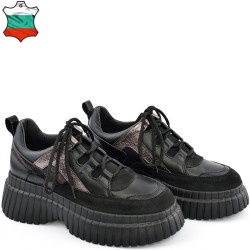 ДАМСКИ КЕЦОВЕ ОТ ЕСТЕСТВЕНА КОЖА-ASTRA-6040-ЧЕРНО/БРОНЗОВИ