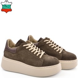 ДАМСКИ КЕЦОВЕ НА ПОВДИГНАТО ХОДИЛО ОТ ЕСТЕСТВЕН ВЕЛУР-C7070-КАФЯВИ