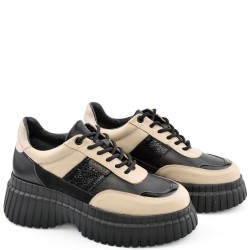 ДАМСКИ КЕЦОВЕ ОТ ЕСТЕСТВЕНА КОЖА С ЛАК И ВЕЛУР-ASTRA-6065-БЕЖОВО/ЧЕРНИ