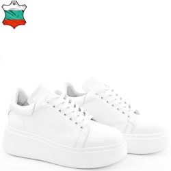 ДАМСКИ КЕЦОВЕ НА ПОВДИГНАТО ХОДИЛО ОТ ЕСТЕСТВЕНА КОЖА-C7070-БЕЛИ