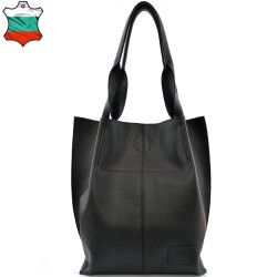 ДАМСКА ЧАНТА ОТ ЕСТЕСТВЕНА КОЖА-C1287-ЧЕРНА