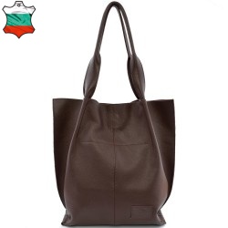 ДАМСКА ЧАНТА ОТ ЕСТЕСТВЕНА КОЖА-C1287-КАФЯВА