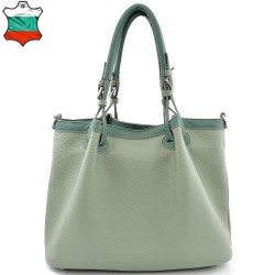 ДАМСКА ЧАНТА ОТ ЕСТЕСТВЕНА КОЖА-S1372-МЕНТА