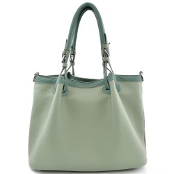 ДАМСКА ЧАНТА ОТ ЕСТЕСТВЕНА КОЖА-S1372-МЕНТА