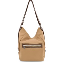 БЪЛГАРСКА ДАМСКА ЧАНТА/РАНИЦА ОТ ЕСТЕСТВЕНА КОЖА-S1260-БЕЖОВА